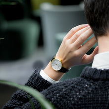 Load image into Gallery viewer, Aurora Leather 38mm Silver Black